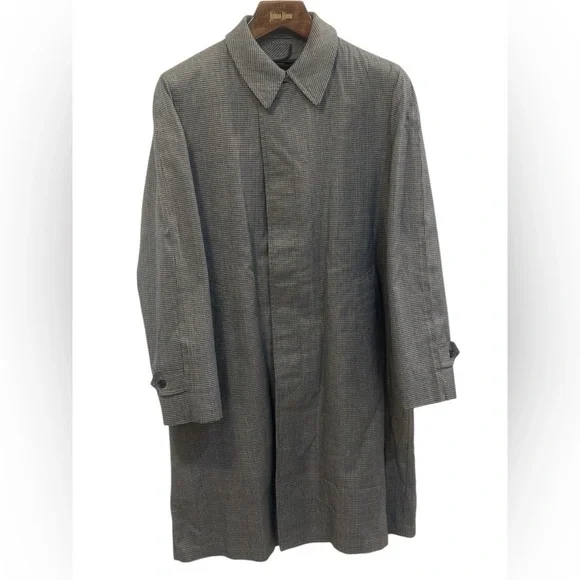 VTG London Fog Maincoat Houndstooth Trench Liner Knee Length USA Size 38R Medium - Picture 3 of 17